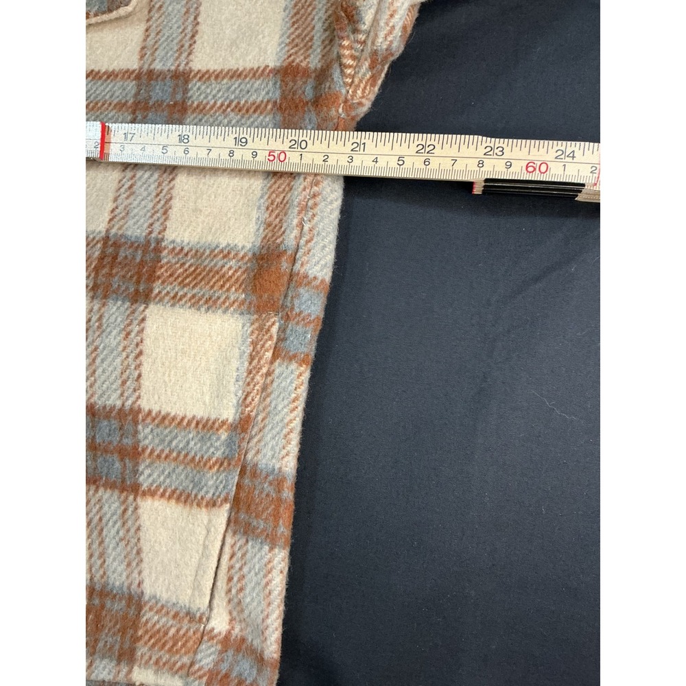 Staccato Womens Plaid Button Up Shacket Shirt Jacket Cream Rust Small - Picture 3 of 9